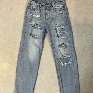 American Eagle Outfitters Blue Ankle Cropped Jeans Distressed